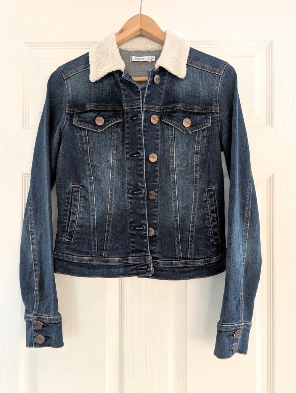 Ricki's sherpa collar jean jacket dark denim size XS
